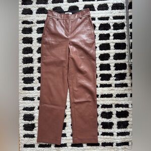 Aritzia Babaton Chestnut Faux Leather Trousers